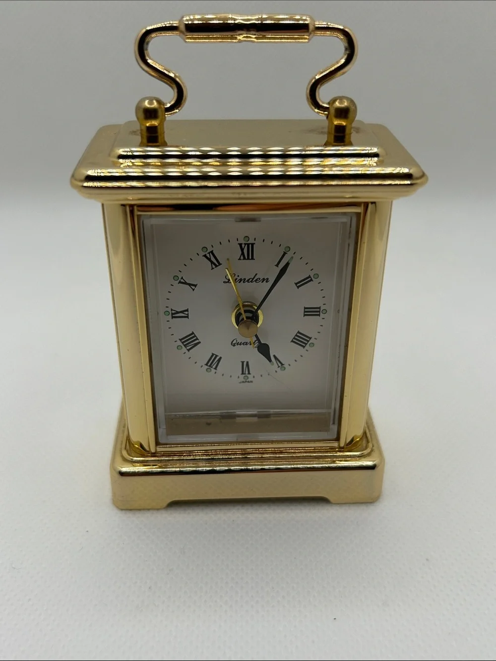 Vintage Linden Brass Gold Tone Mini Carriage Clock